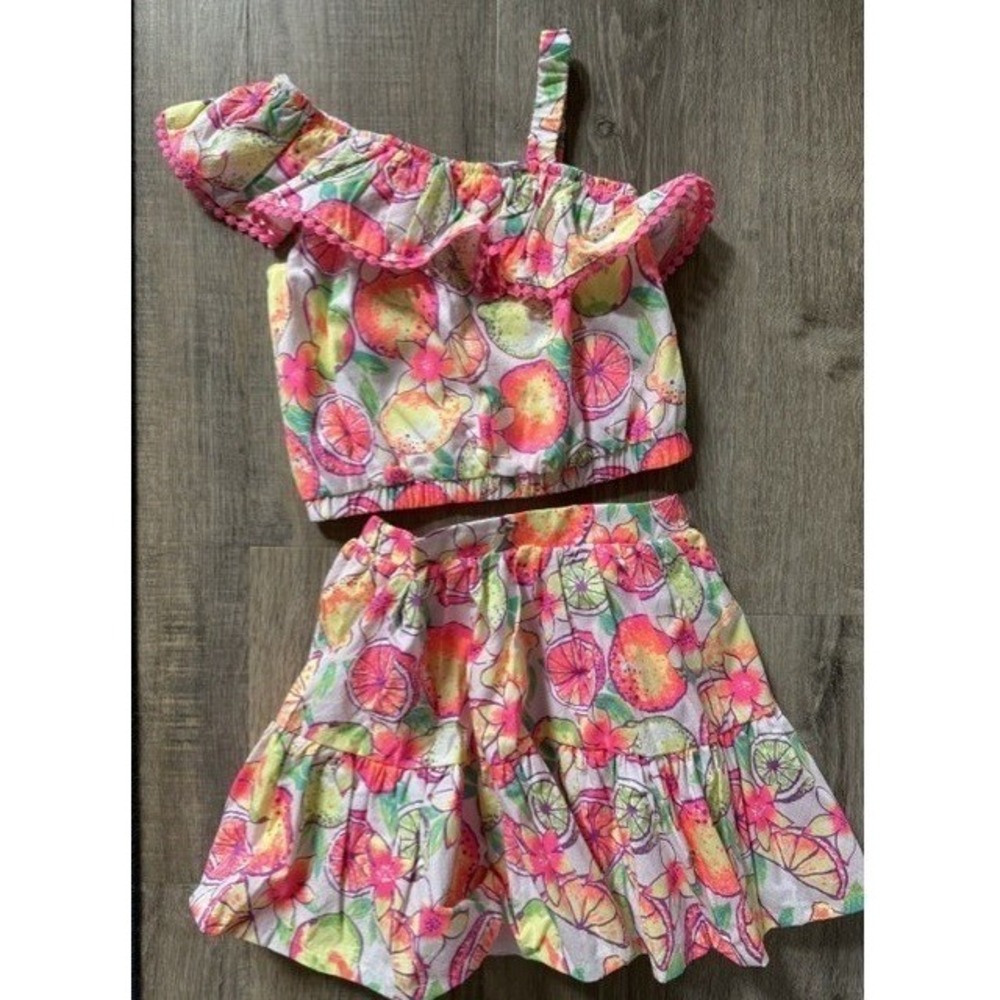 Tommy Bahama Kids Girls 2 Piece Set One Shoulder Ruffle Top